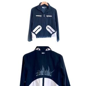 Jamie Sadock jacket women's small black cream colorblock full zip golf